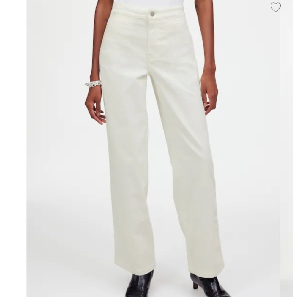 Madewell Wide-Leg‎ Pant Cream Corduroy High Rise Trousers Size 25 NWOT $128